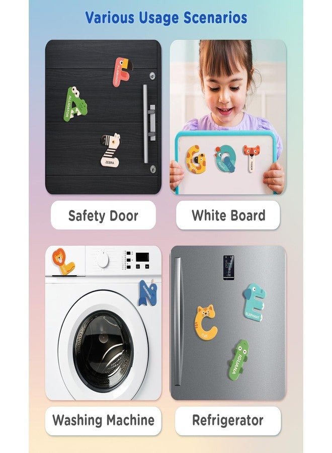 GITGRNTH 26-Piece Magnetic Animal Alphabet Set | Educational Theme Puzzle Set, Uppercase Letters with Animal Illustrations, Magnet for Fridge & Whiteboard - Perfect for Toddler,Girls, boys Age 3+ Year - Image 5